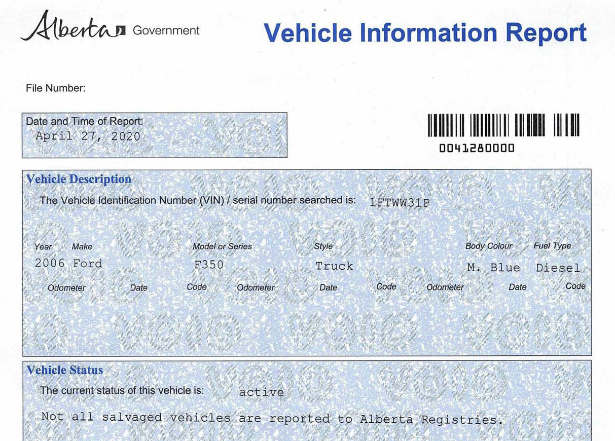 Vehicle Information Report